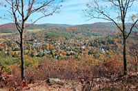 Woodstock, VT - Mt. Tom view of Woodstock with Rock and Trees